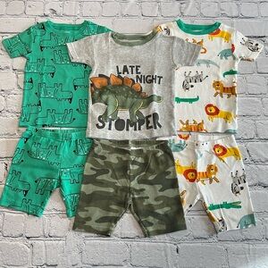 Carter’s 3x 2 piece pyjamas shorts & t-shirt animals & dinosaur, 3T boys